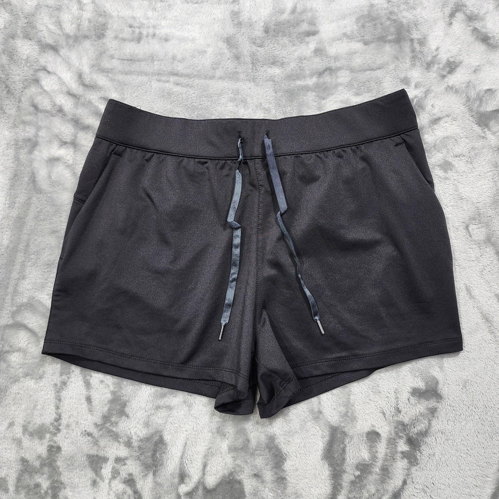 Activ 8 Shorts Womens M Black Stretch Drawstring Pocket Running‎ Athletic Gym
